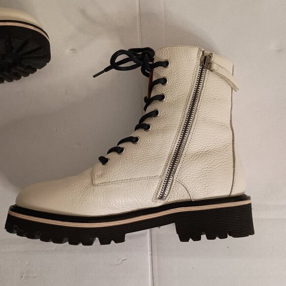 M.Gemi Benedetta Leather Combat Boots Sand Beige Women’s Size 6.5 Like New - Picture 9 of 15